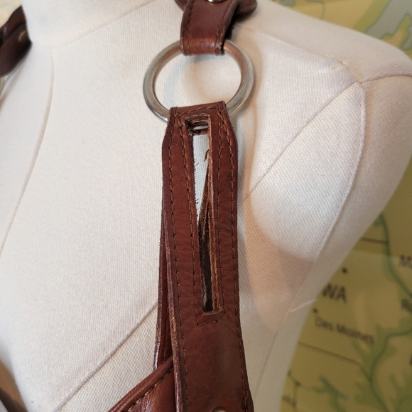 Vintage Brown Leather Shoulder Bag Purse Satchel - Picture 6 of 14